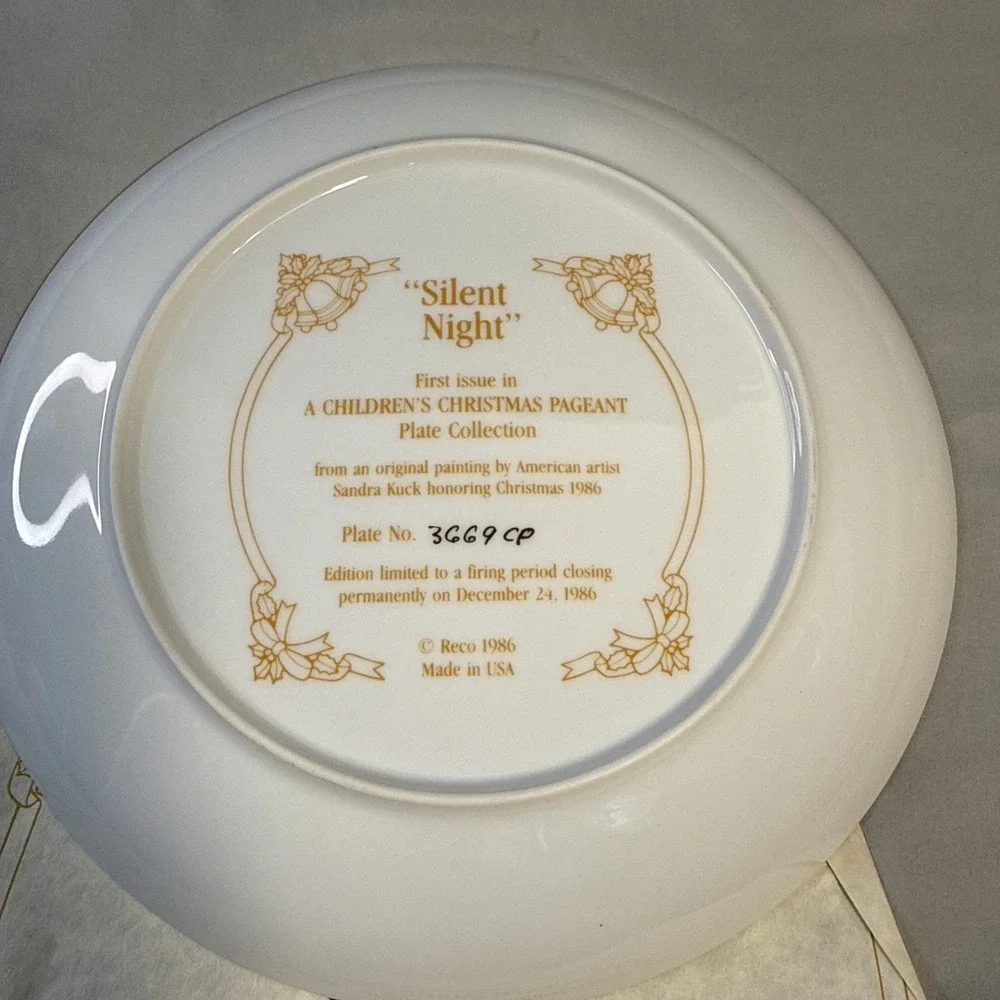Vintage 1986 Reco Silent Night Collector Plate Sandra Kuck COA First Issue